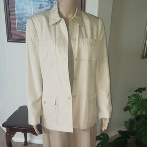 Talbots 6 pure silk khaki blazer /shirt